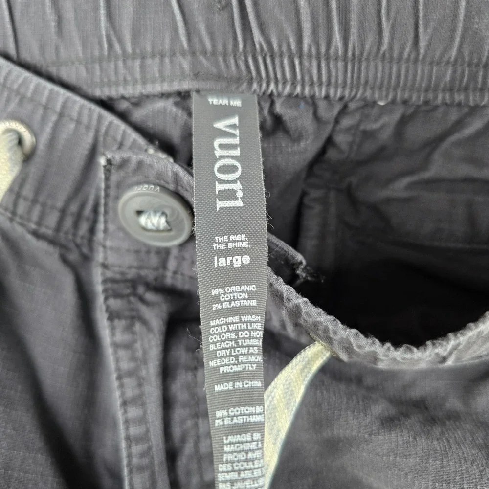 Vuori Ripstop Climber Pants Mens Large Charcoal Gray Elastic Waist Cargo Jogger